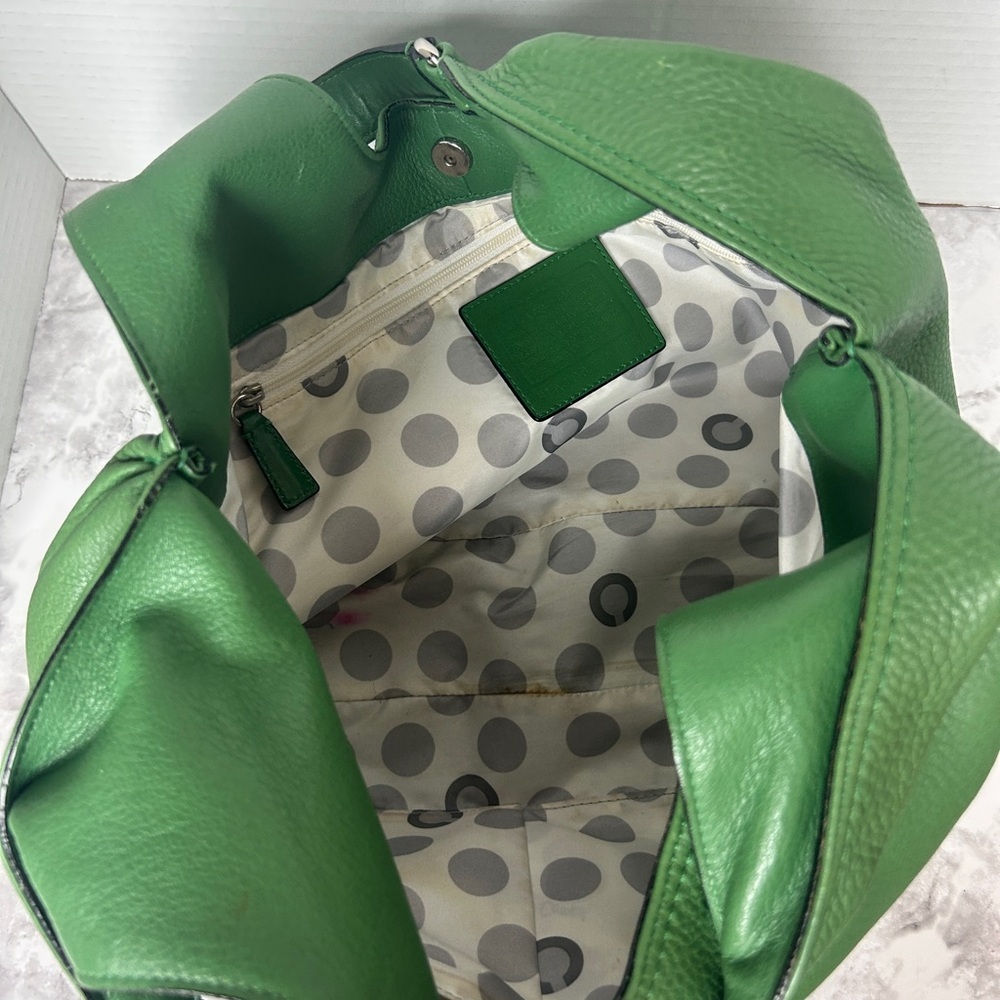 Coach Julia Green Pebbles Leather Tote Bag - Picture 4 of 6